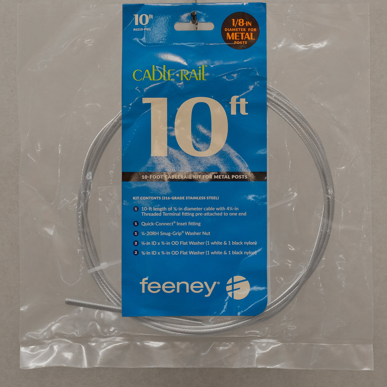Feeney 10 foot cable rail kit with fittings cable washers and accessories