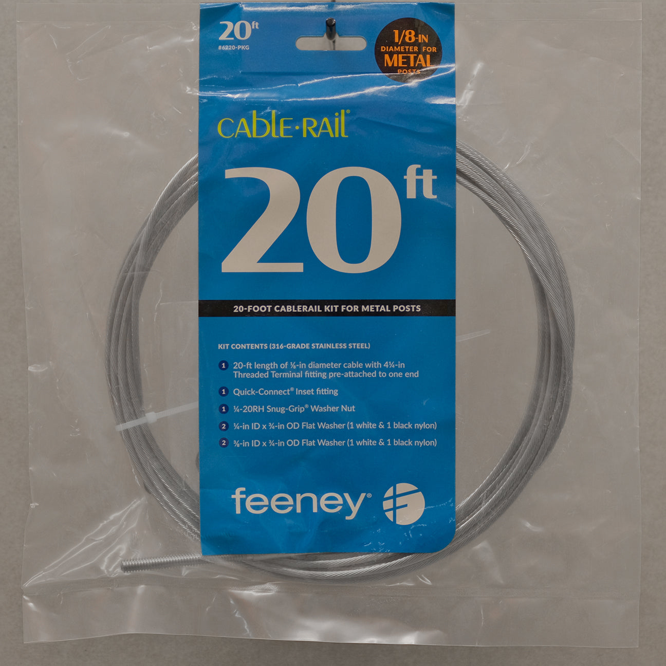 Feeney cable kits for metal posts 20 ft. with wire and hardware