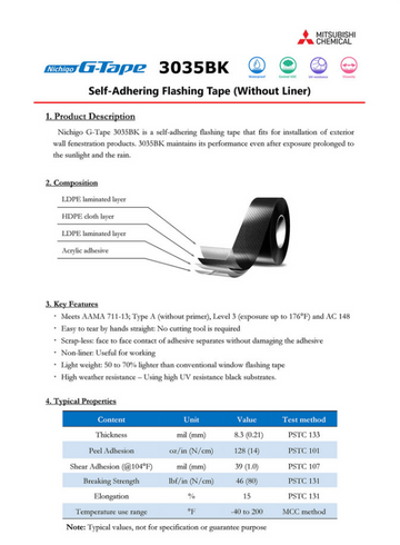 G tape self adhering flashing tape without liner for deck joist coverings
