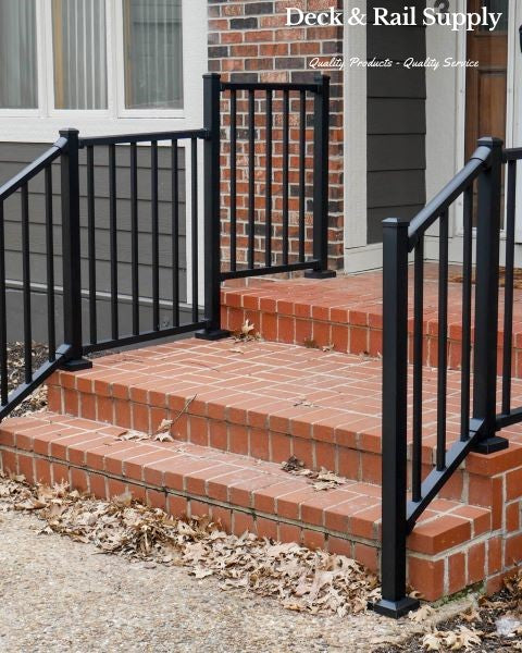 Front porch railing on brick steps Deck & Rail Supplied railing and porch program