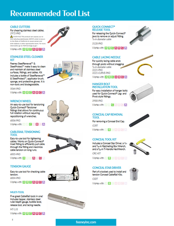 Recommended Tools for feeney cable and accessories