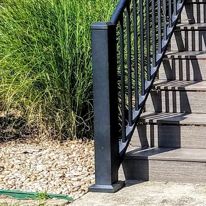 Westbury Black 47" 4x4 post for bottom of stairs, cut to manageable height