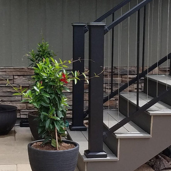 WB4744 Post Westbury 4"x4" 47" Tall Stair Post cut shorter to look good with the top rail