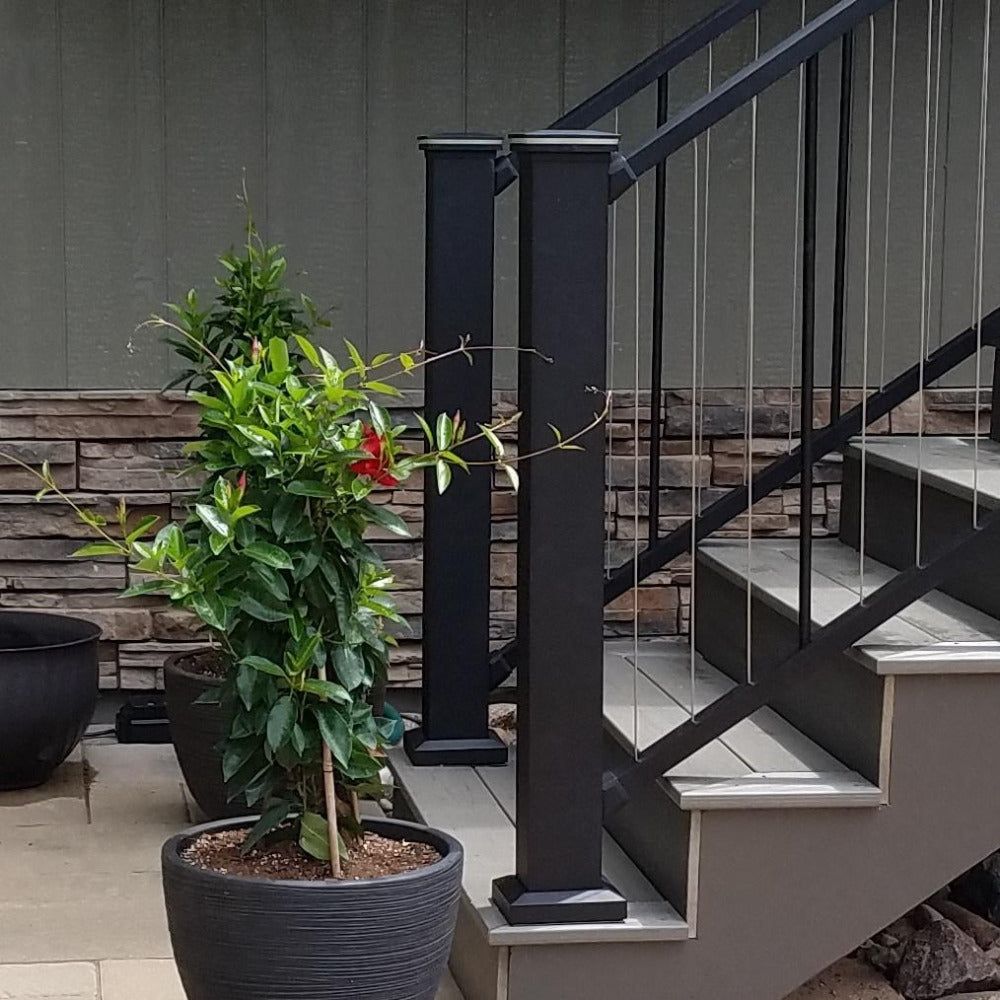 WB4744 Post Westbury 4"x4" 47" Tall Stair Post cut shorter to look good with the top rail