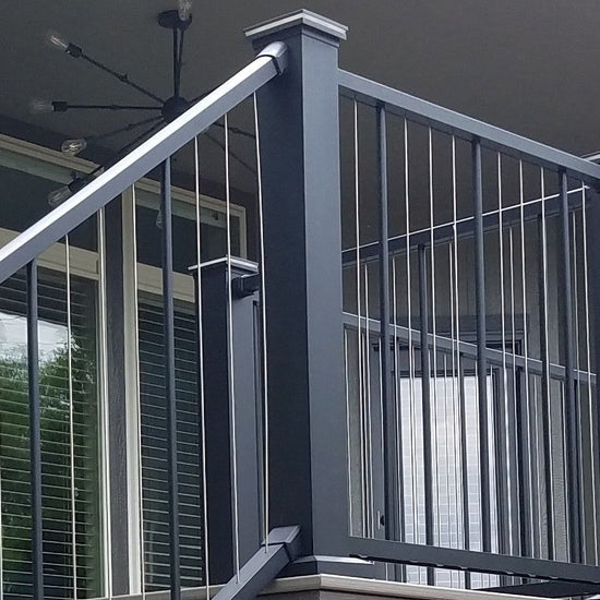Westbury Post for the top of Stairs uses a 37" tall post and set post near edge of step
