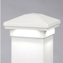 Dream White DrmWht DWT Avalanche Down Lighted Post Cap Aluminum Railing Cap Matchs DekPro Prestige Railing 3" or 4" Caps