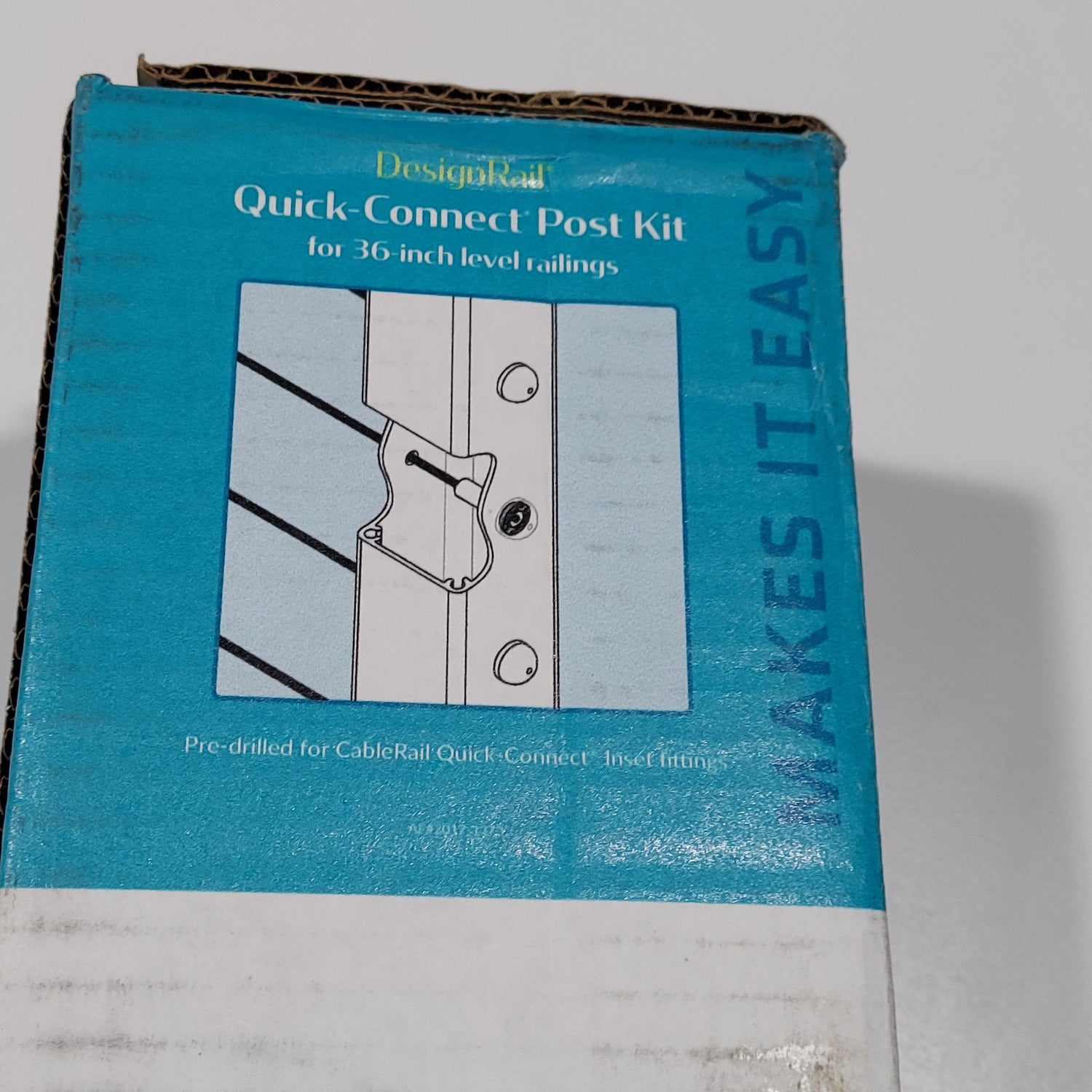 Quick Connect Cut View on Box shows level QC terminating post predrilled 36"