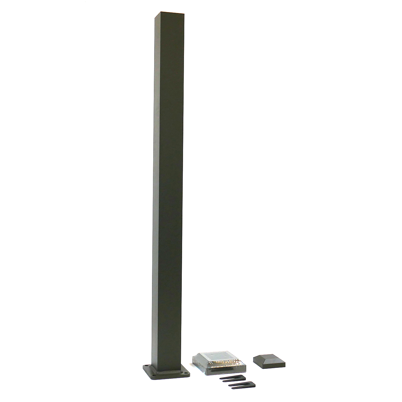 Product photo of Dekpro Textured Bronze 3" x 3" x 44" aluminum handrail post kit. Three inches by Forty Four Inches