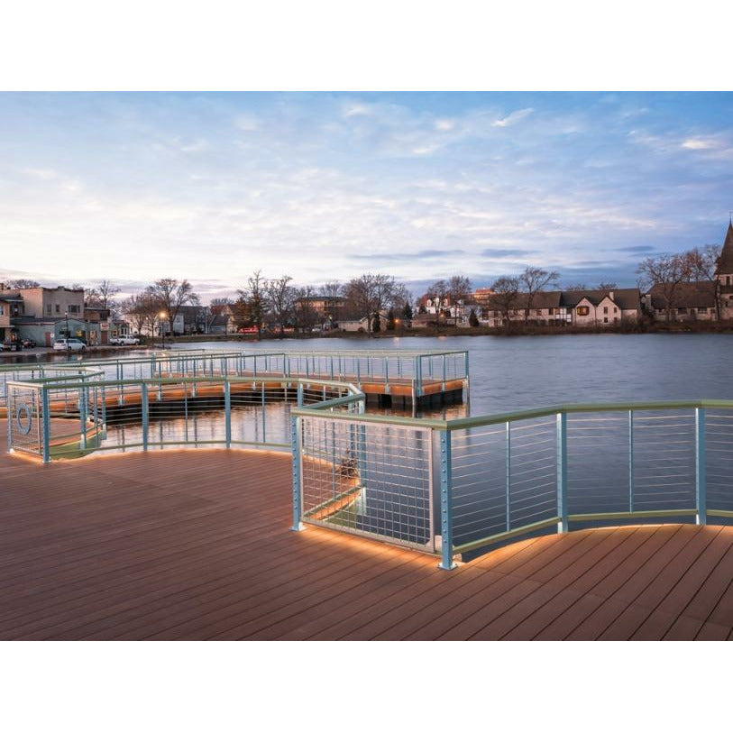 Feeney Curved metal post cable rail railing