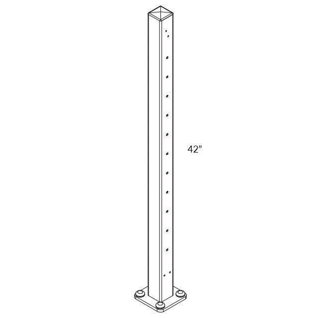 Level 42 inch Intermediate I post flat rail