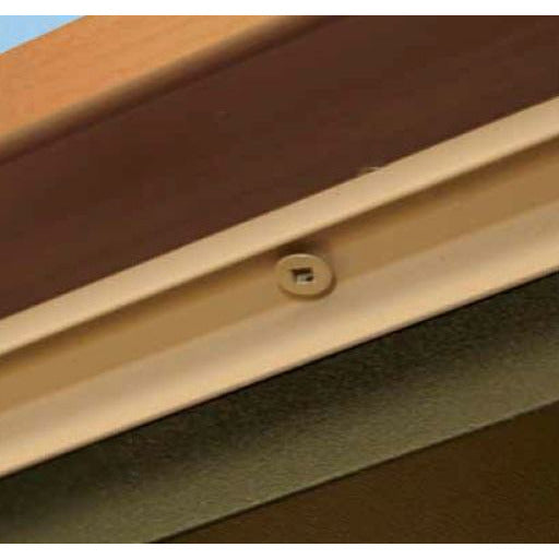 Underside of drink rail adapter with screws in cream color