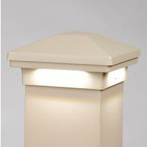 Maple Cream Avalanche Down Lighted Post Cap Aluminum Railing Cap Matchs DekPro Prestige Railing 3" or 4" Caps