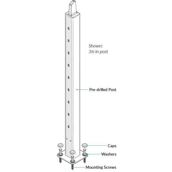 Intermediate Stair post kit for rail between qc and tt posts
