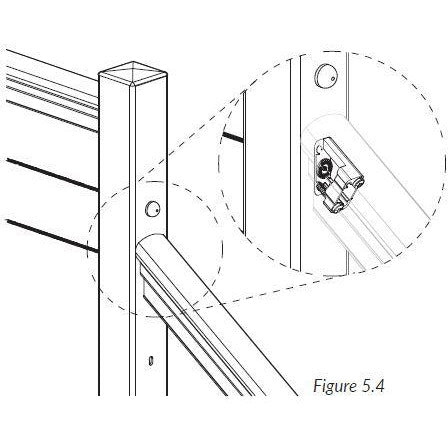 View of rail to post connection level to stiar newel passthrough