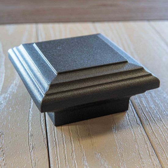 KeyLink Black Textured Decorative Down Flat Lighted Post Cap fits 2.5" x 2.5" posts
