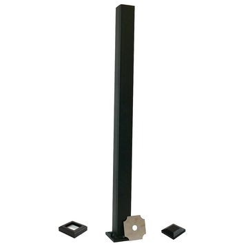 Advantage black aluminum two and a half inch by two and a half inch post with welded base and leveling plate