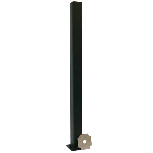 Advantage black aluminum two and a half inch by two and a half inch post with welded base and leveling plate