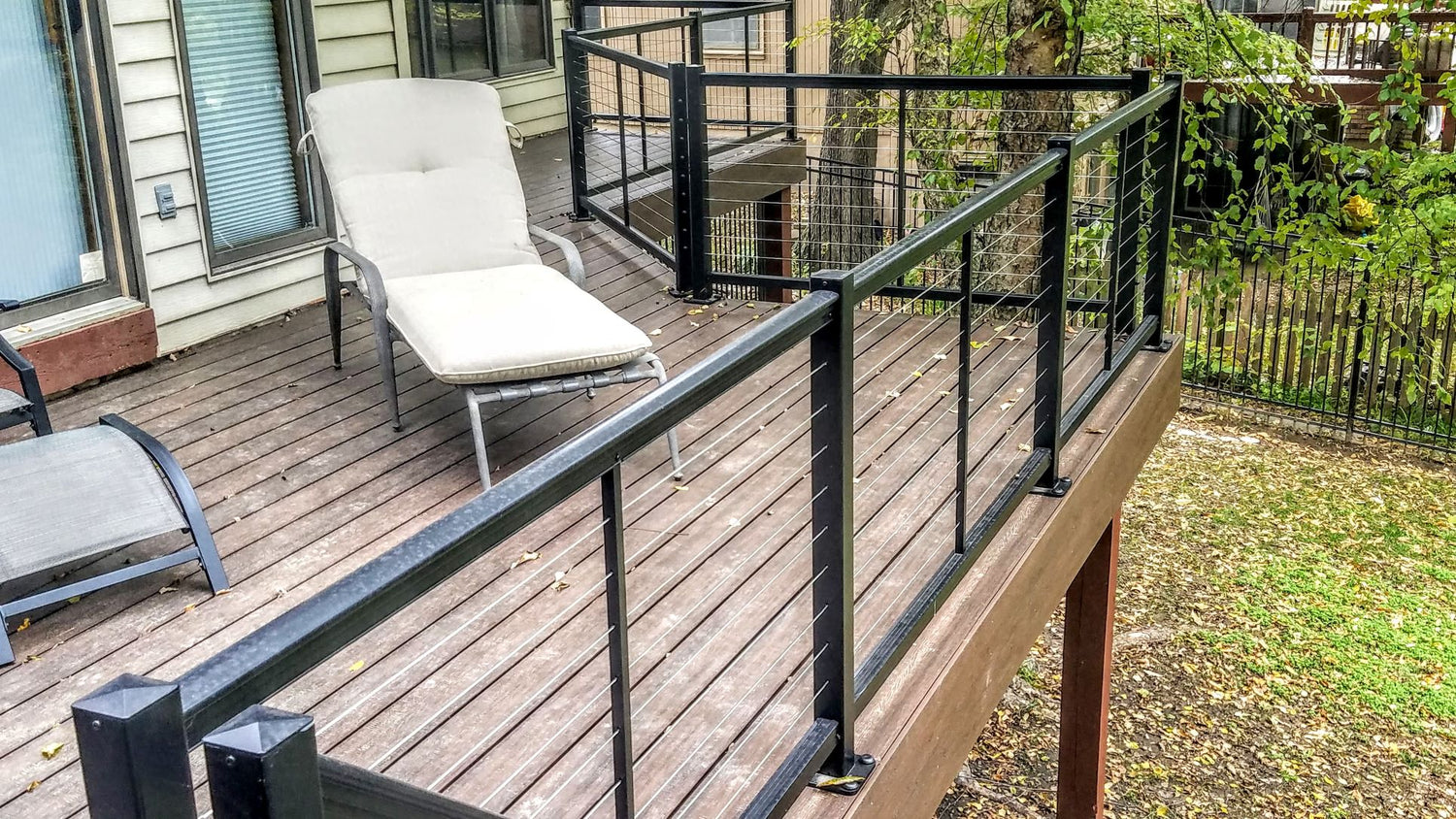 Feeney Handrail allacart aluminum deck railing sidways wire metal cable rail steel cable