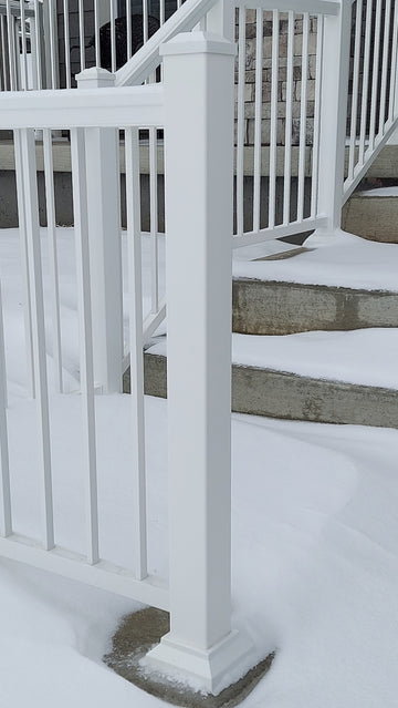 White Texture Level Standard Post Kit by Impression Express aluminum for level flat handrail railing