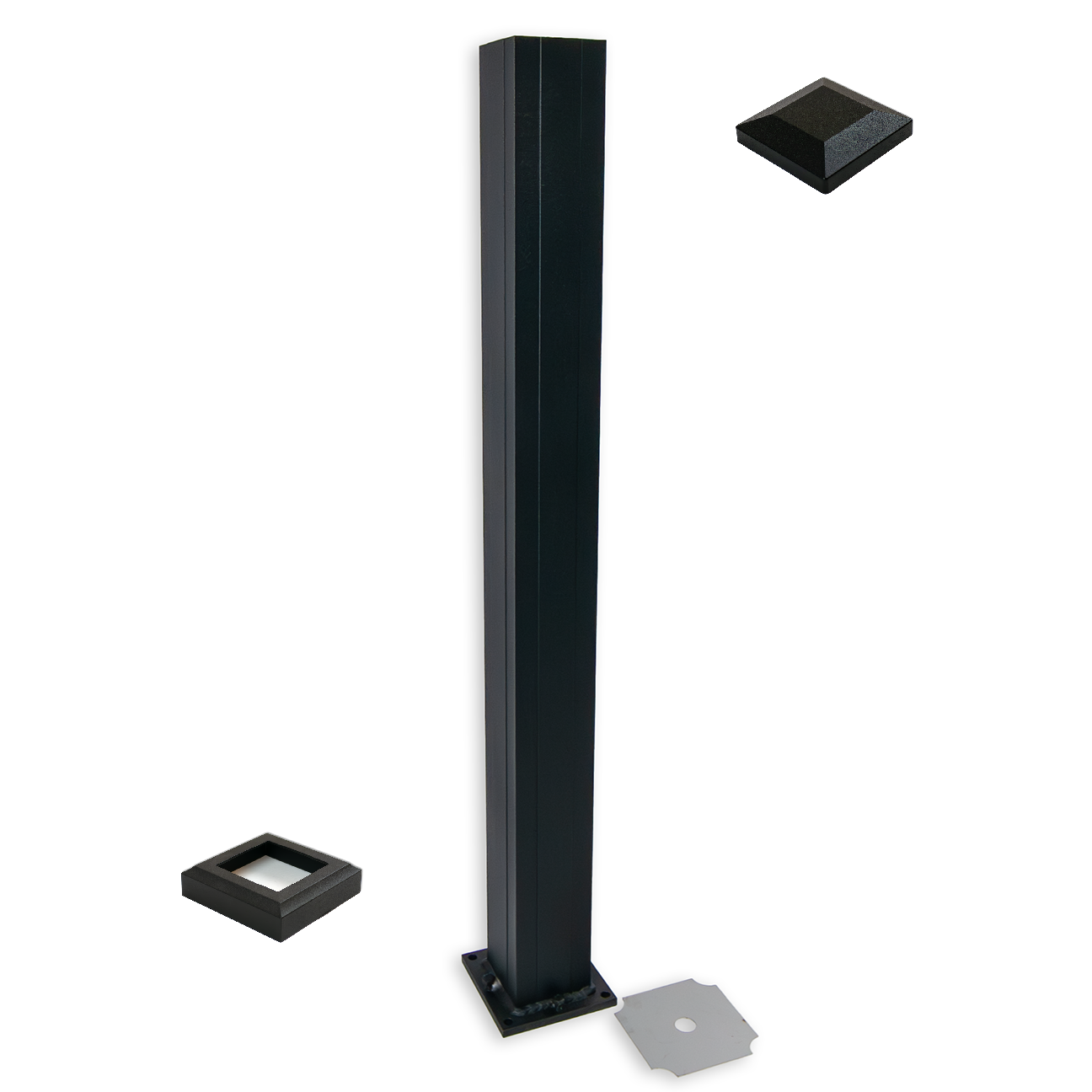 Advantage Black 38" Level residential post kit with cap and flair