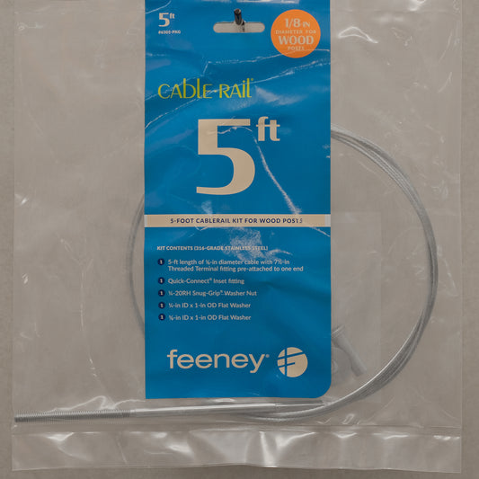 Feeney wood 5 foot cable rail kit assembly for wood 4x4 and 6x6 posts