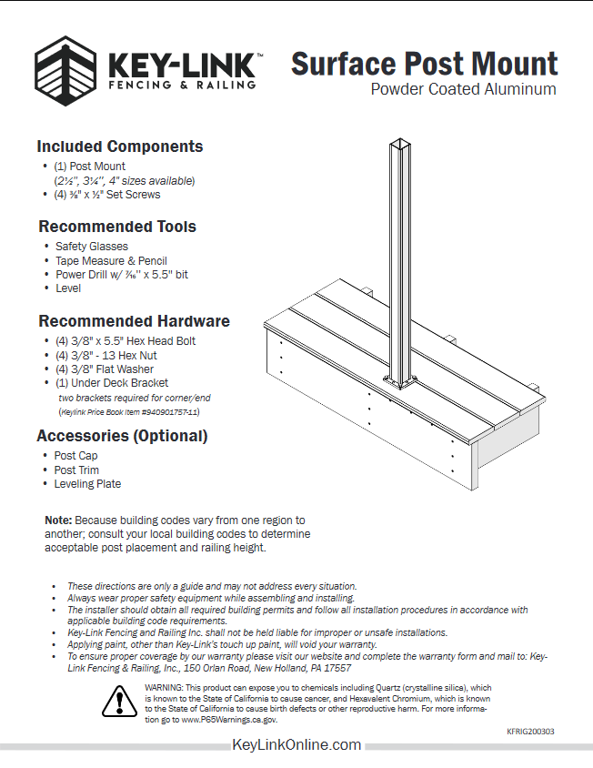 Deck Post Cap for KeyLink Aluminum | Deck & Rail Supply