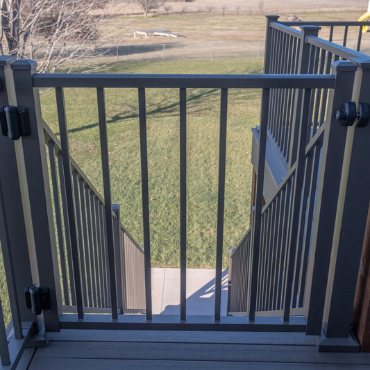 Westbury Tuscany C10 Gate installed in Bronze Fine Texture to 3in x 3in post kits. Gate Kit Pictured with D&D Latch and Hinges, and sold separately. 