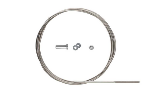 Original cable Rail Kit includes wire, threaded rod terminal, inset fitting, washers, and nut