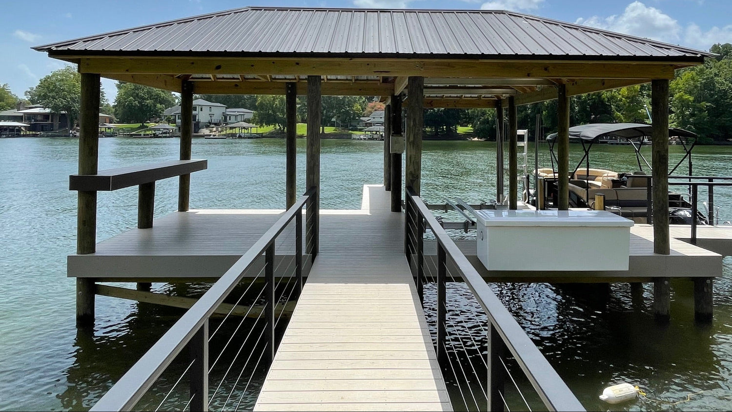 Feeney DockRail on a ramp or boardwalk to a dock