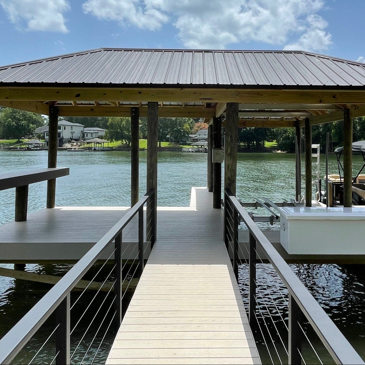 Feeney DockRail on a ramp or boardwalk to a dock