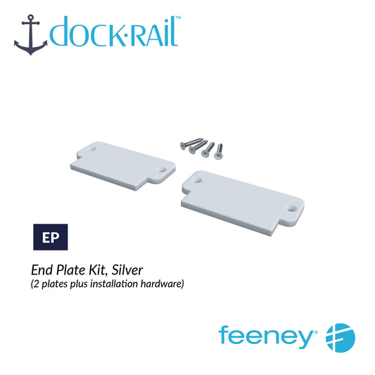 Dock Rail end plate kit with installation hardware on a white background