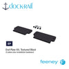 Dock Rail end plate kit with textured black plates and installation hardware on a white background.