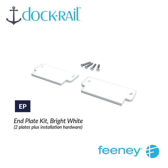 Dock Rail end plate kit with installation hardware on a white background