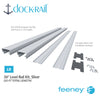 Dock rail kit with splices and installation hardware on a white background, featuring Feeney brand.