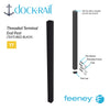Dock Rail threaded terminal end post with installation diagram on a white background