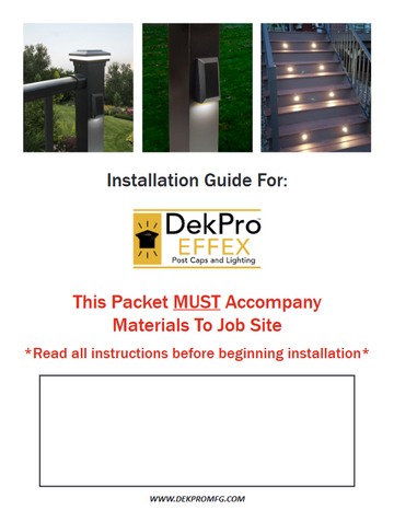 DekPro Effex installation guide for installing lighting to surfaces