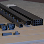 DekPro Level Rail Kit Included Contents with top railing, bottom railing vertical square balusters, level hardware rail brackets and footblock.