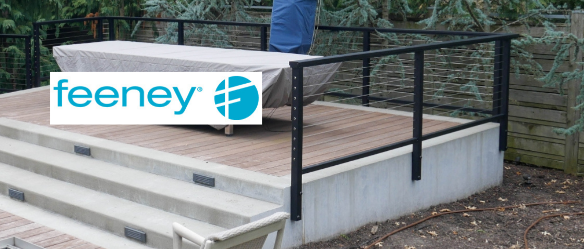 Feeney DesignRail Custom railing systems usually incorporate horizontal stainless steel cable railing, and are specified railing by project