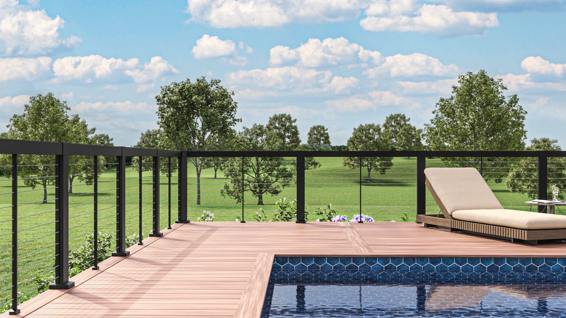 Elevation RDI Cable Rail by the Pool and with a great view