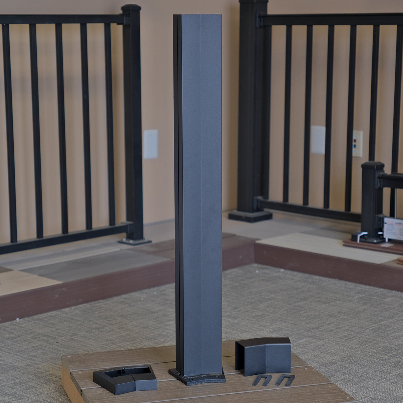 Elevation angled 22.5 degree level rail post for angled transitions in elevation cable rail.