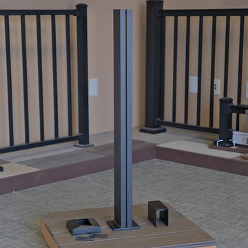 Elevation Level Rail Mid Post for Level to Level or Level to Stair transitions and attaches with Elevation Rail kits and Top Rail.