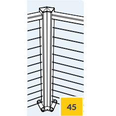 Feeney Modern 45-degree post turns cable at 45-degrees for clipped deck corners in level. 
