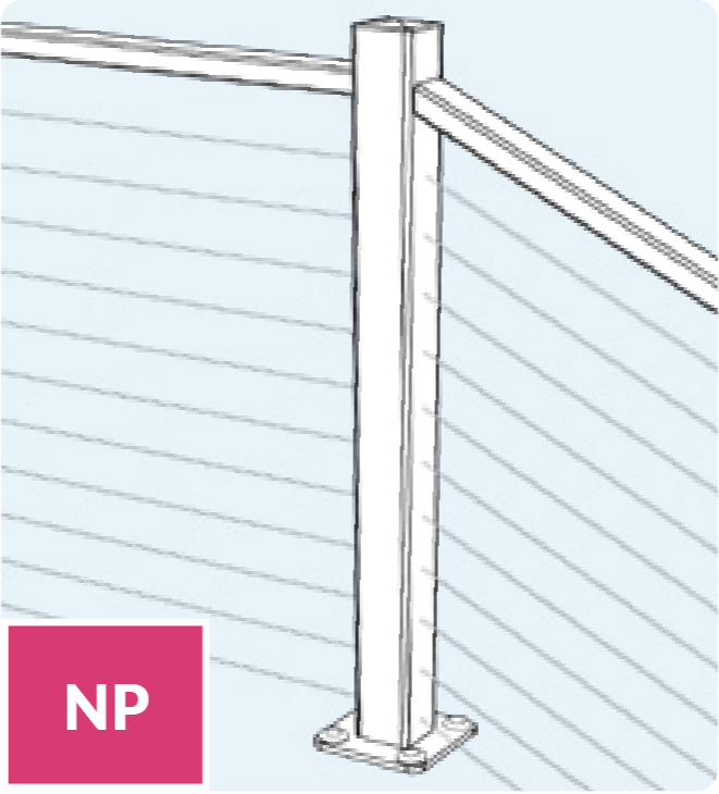 Feeney Modern NP Newal Passthrough Level to Stair Cable Post