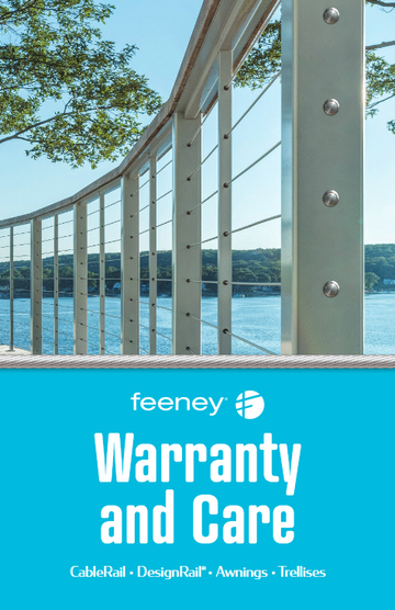 Feeney CableRail and DesignRail warranty and care brochure