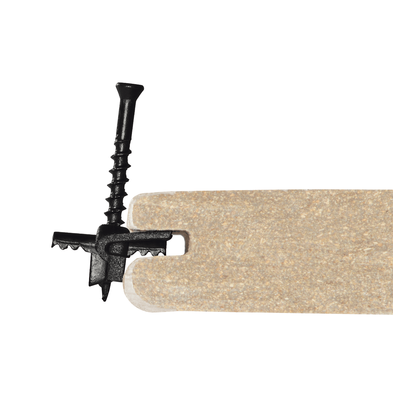 Grip Rite Ninja clip being installed to a composite deck board