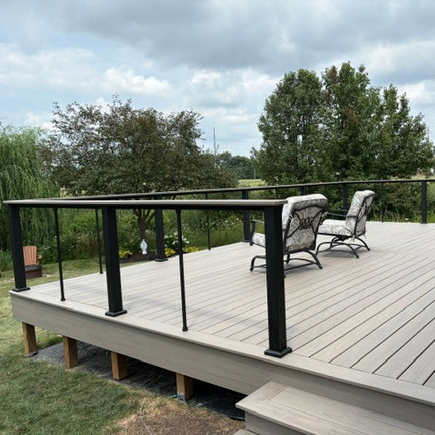 Chesapeke Level Cable Rail in Black Texture with silver cable
