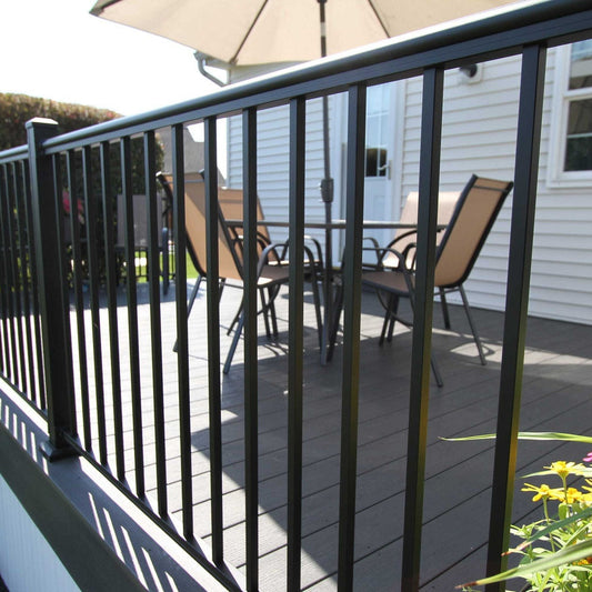 KeyLink Outlook Aluminum Deck Railing with thin but strong balusters and rails.