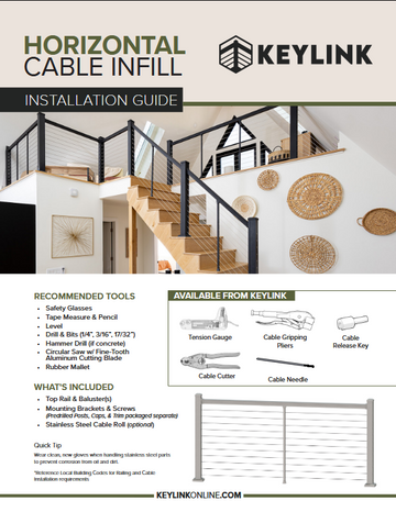 Keylink Horizontal Cable Infill installation guide with staircase and home decor background