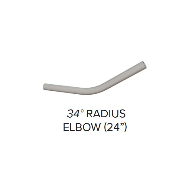KeyLink ADA elbow pipe fitting with text below reading '34° RADIUS ELBOW (24")' on a plain white background.