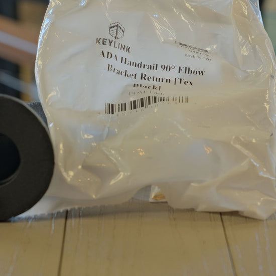 KeyLink ADA Handrail 90-Degree Elbow Bracket Return Tex Black in packaging 